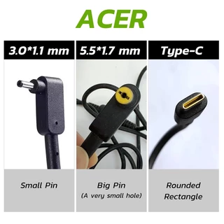 สายชาร์จโน๊ตบุ๊ค Acer 19V 2.37A 45W (หัว 3.0*1.1mm) สำหรับ Swift 3 Swift 1 Swift 5 Spin Adapter อะแดปเตอร์
