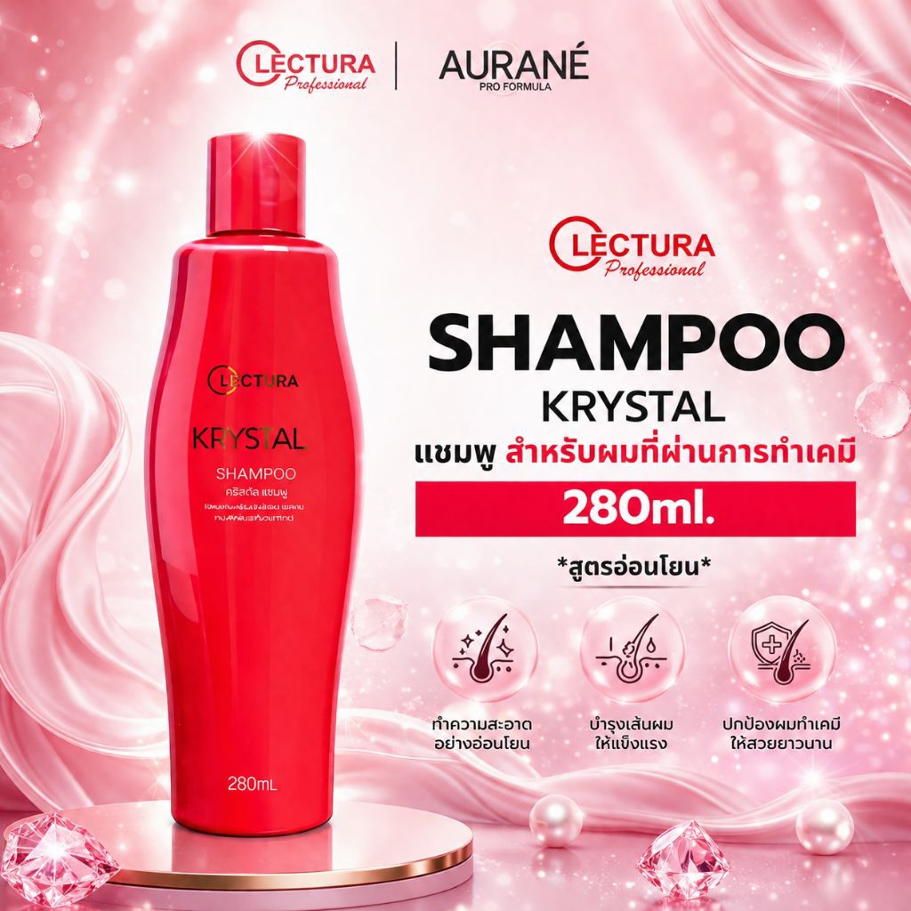 ิิ(แชมพูสำหรับผมที่ผ่านการทำเคมี) Lectura Krystal Shampoo คริสตัล แชมพูขวดแดง