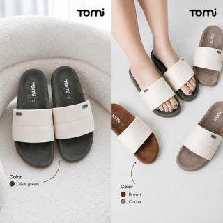 [TOMi-"Sora"] **เท้าอวบเผื่อ +1 ไซส์** รองเท้าแตะรุ่นสวมสองลอนนิ่ม-หนังกลับ (suede) ดีไซน์น่ารัก พื้นนุ่มใส่สบาย (**เท้า
