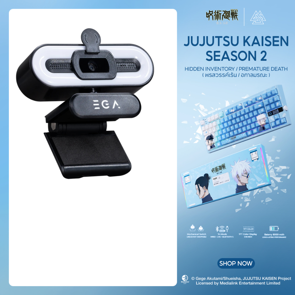 [ประกัน 2ปี] EGA TYPE GW2 Pro กล้องเว็บแคม 4K UHD โฟกัสอัตโนมัติ มีไฟเสริมรอบเลนส์ ไมโครโฟนตัดเสียงรบกวน สำหรับประชุม