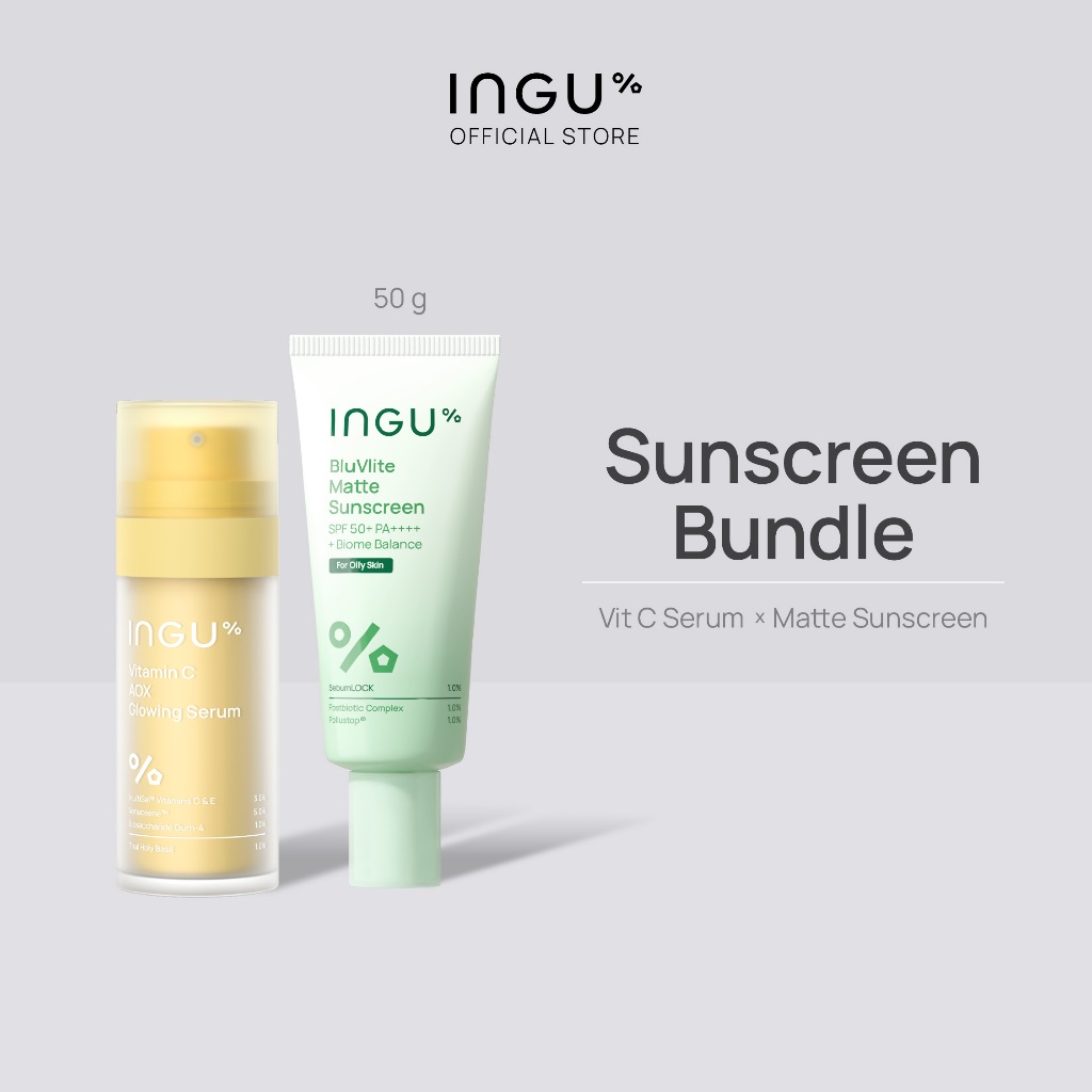 (Sunscreen Bundle) INGU BluVlite Matte Sunscreen SPF 50+ PA++++ + Biome Balance  50g