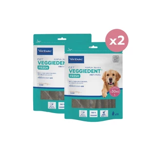 Virbac - 2 X ขนมขบเคี้ยวทำความสะอาดฟัน เวจจี้เด็นท์ เฟรช - ขนาด L 525 กรัม [C.E.T.® VeggieDent FR3SH - L 525 g x 2 packs