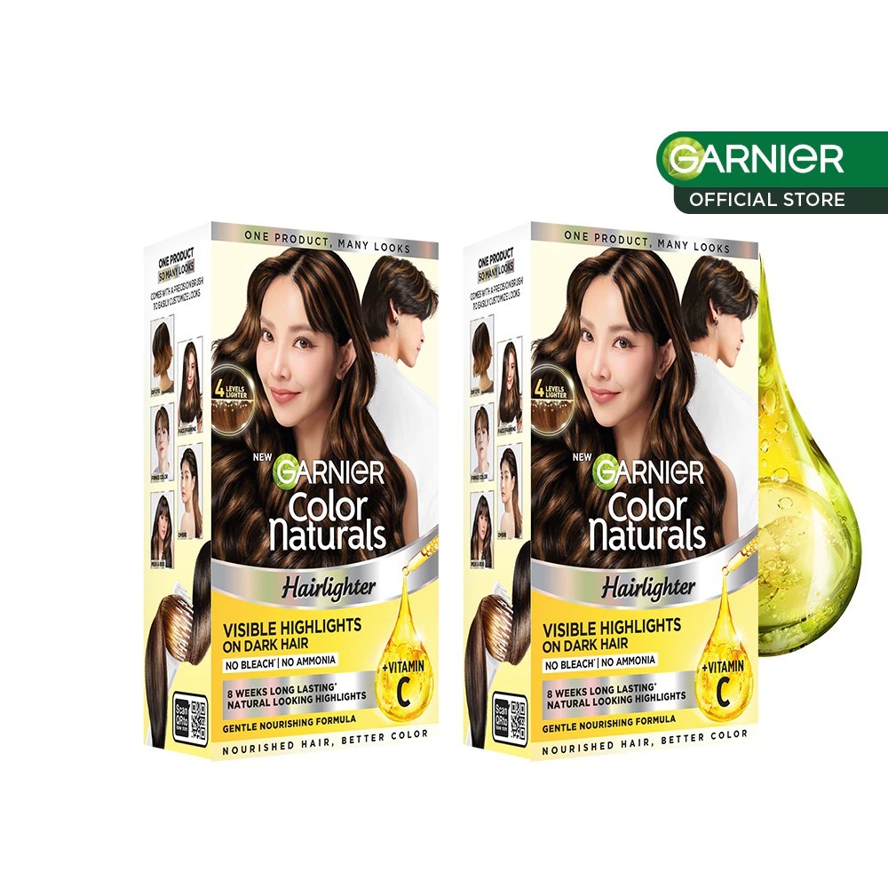 [แพ็คคู่] การ์นิเย่ คัลเลอร์ แนทเชอรัลส์  GARNIER HAIRLIGHTER X2 (สีผม, ย้อมผม, Garnier Hair Color)