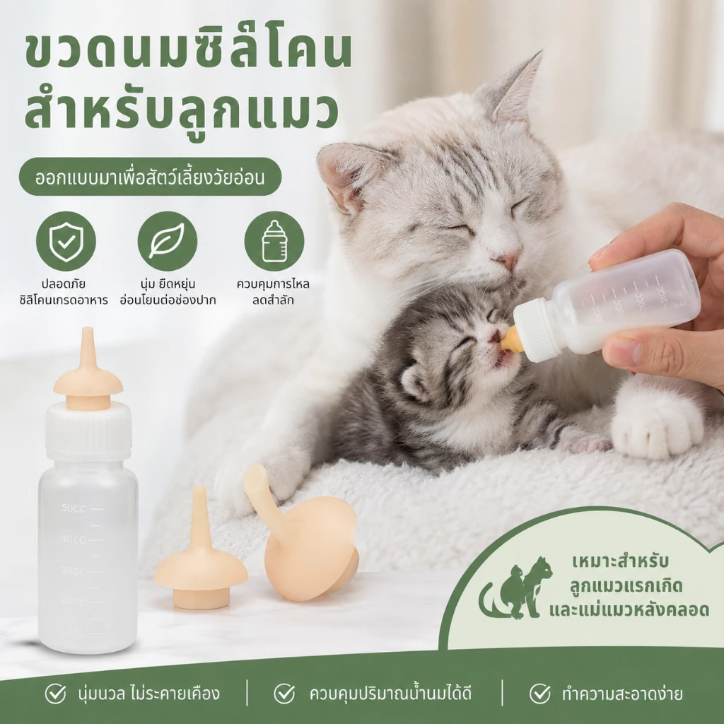 Luxe-T ขวดป้อนนมลูกสัตว์ แบบบีบ ขวดให้นมลูกแมว ลูกสุนัข กระต่าย สัตว์แรกเกิด อุปกรณ์ป้อนนม COD