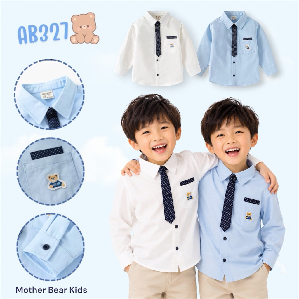 AB327 เสื้อเชิ้ตเด็ก แขนยาว เรียบหรู เกาหลี แฟชั่นเด็กพร้อมส่ง
