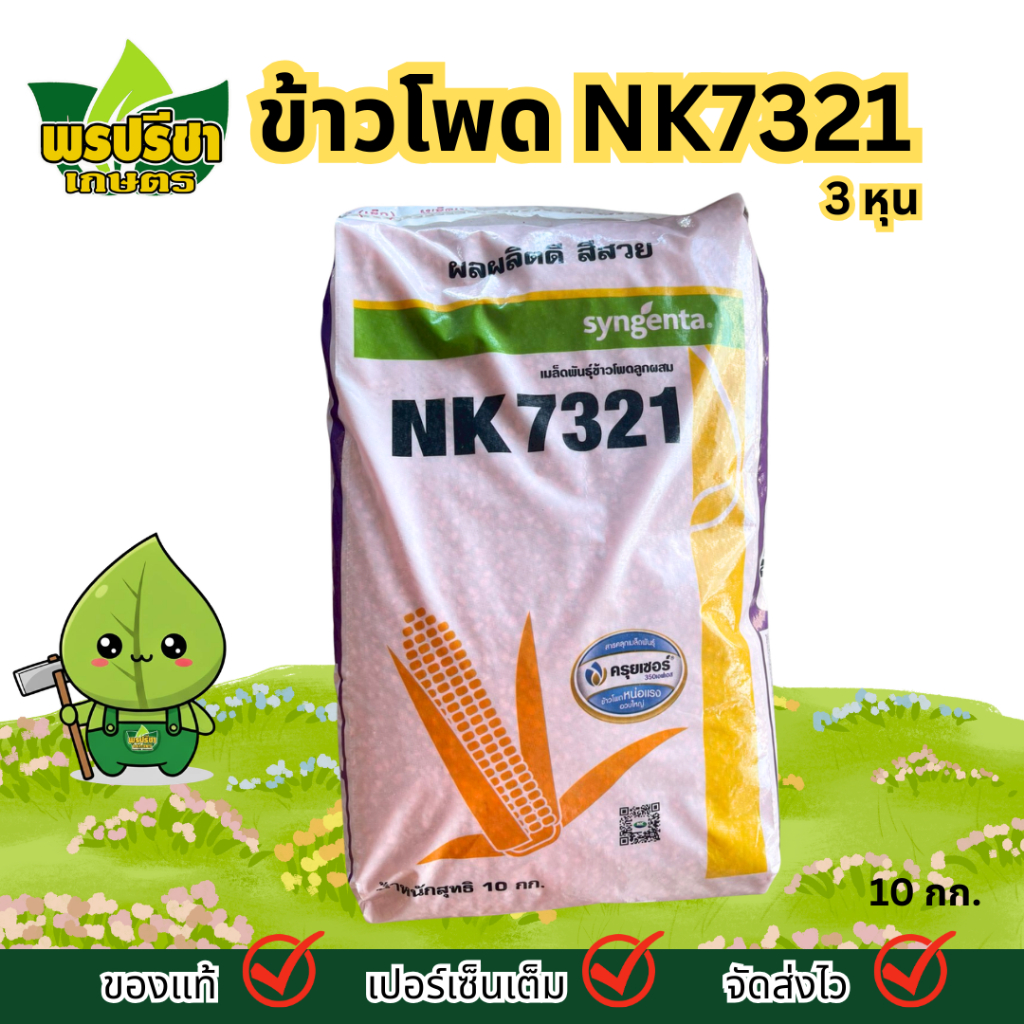เมล็ดพันธุ์ข้าวโพด NK7321 3หุน 10กก. | ปลูกถี่ได้ ให้ผลผลิตสูง เมล็ดพันธุ์ข้าวโพดเลี้ยงสัตว์