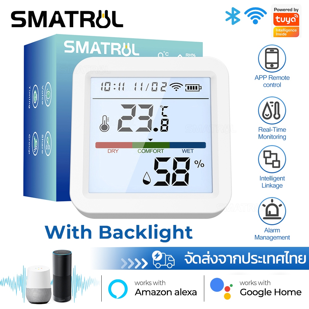 SMATRUL WiFi LCD Temperature Humidity Sensor Tuya Smart Life เซ็นเซอร์วัดอุณหภูมิ ความชื้น หน้าจอ LCD
