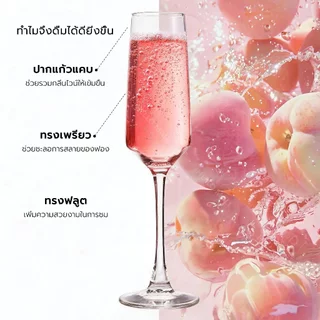 แก้วแชมเปญ Flute 250ML แก้วใสทรงสวย สำหรับงานเลี้ยงและโอกาสพิเศษ พร้อมกล่องกันกระแทก