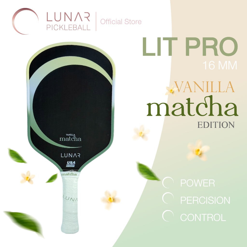 Lunar Pickleball  LIT PRO – Vanilla Matcha Edition 16 mm Toray T-700 Raw Carbon Fiber