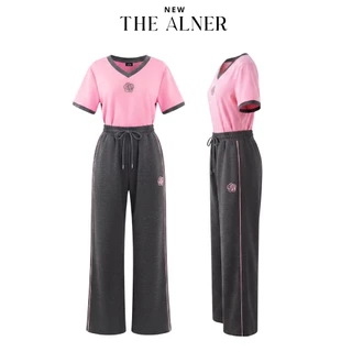 Thealner-AN555 เซตเสื้อคอวีปักดอกคามิเลียกางเกงขายาว
