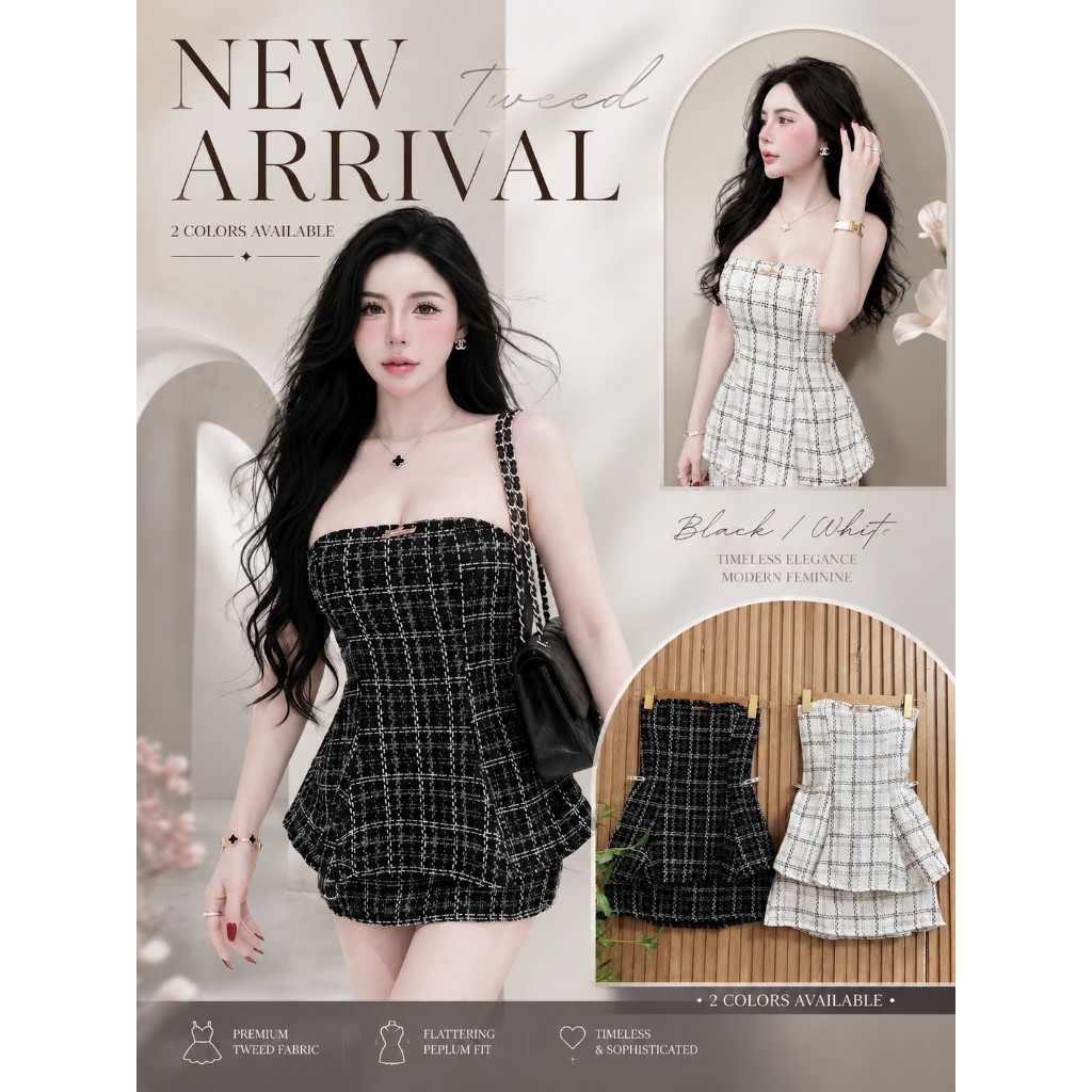 【BK BRAND】 BK 55398 เซตเกาะอกติดเข็มกลัด BK BRAND  งานเสริมฟองน้ำสม็อคหลังมีซิปข้าง มาพร้อมกระโปรง