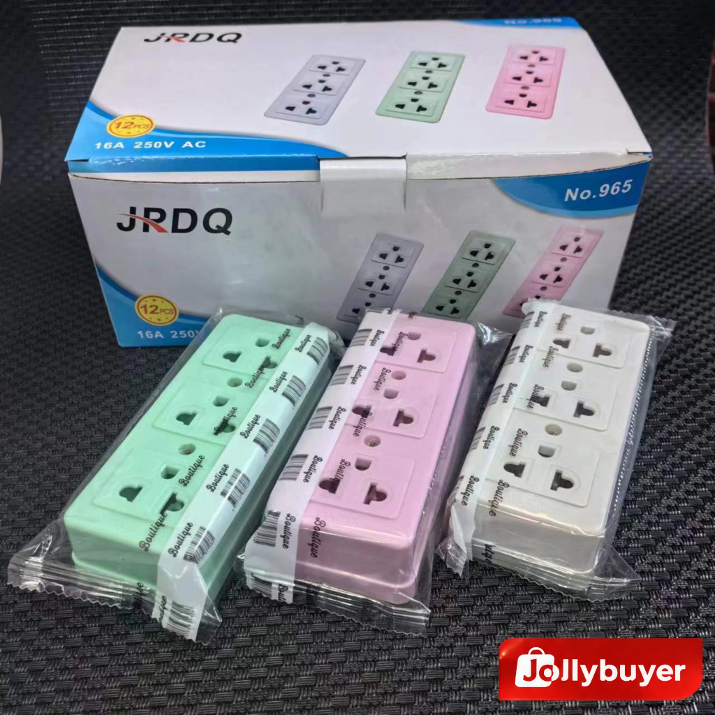 ปลั๊กพ่วงเต้ารับกราวด์คู่ 3 ช่อง 16A แรงดัน 250V เสียบขาแบน/ขากลมได้ วัสดุทองเหลืองคุณภาพ มีหลายสีให้เลือก