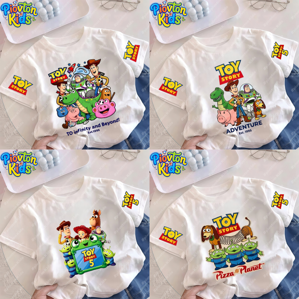 (จัดส่ง24ชม.) เสื้อยืดเด็ก ลาย Toy Story5 รวมตัวละครไดโนเสาร์ เหมาะสำหรับเด็กผู้ชายและเด็กผู้หญิง