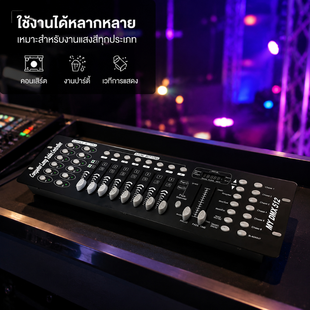 บอร์ดคุมไฟเวที 192 DMX Controller DJ Equipment DMX 512 Console Stage Lighting Controller