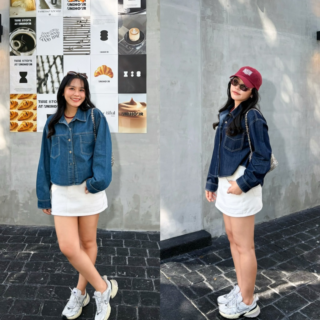 Summerstuff - CROP DENIM SHIRT เสื้อยีนส์ผ้าบาง ทรงครอปสั้น