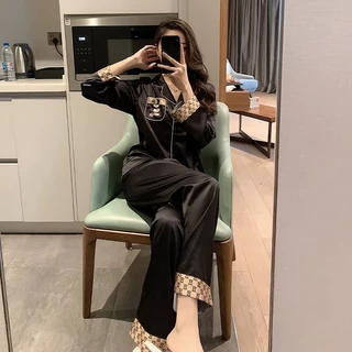802 M-2XL Easy ชุดนอนผ้าซาติน ชุดนอนคอปก แต่งกระดุม ชุดนอนผ้าบาง โปรดซักมือเพราะขาดง่าย ผ้านิ่ม ลื่น พร้อมส่ง