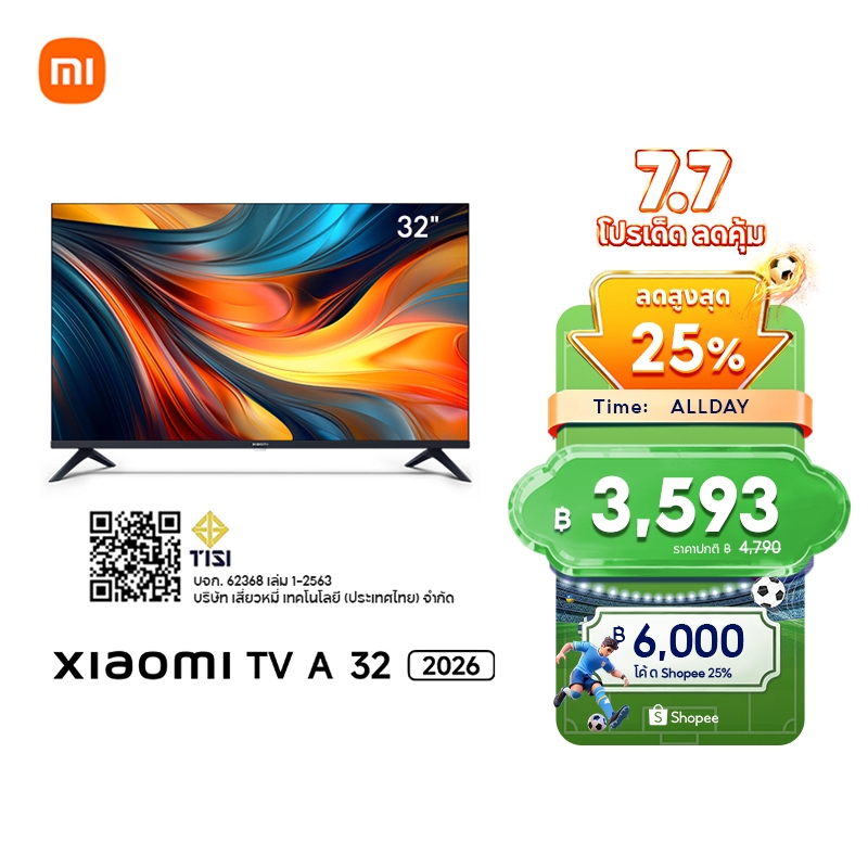 [New]  Xiaomi TV A 32/43 FHD 2026 สมาร์ททีวี หน้า ถนอมสายตา จอแสดงผล ระบบเสียง Dolby Audio Google TV