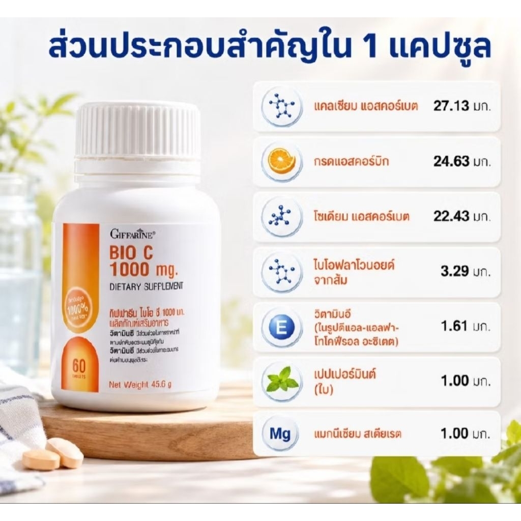 วิตามินซี กิฟฟารีน วิตามินซี1000มิลลิกรัม ไบโอซี 1000 มก
