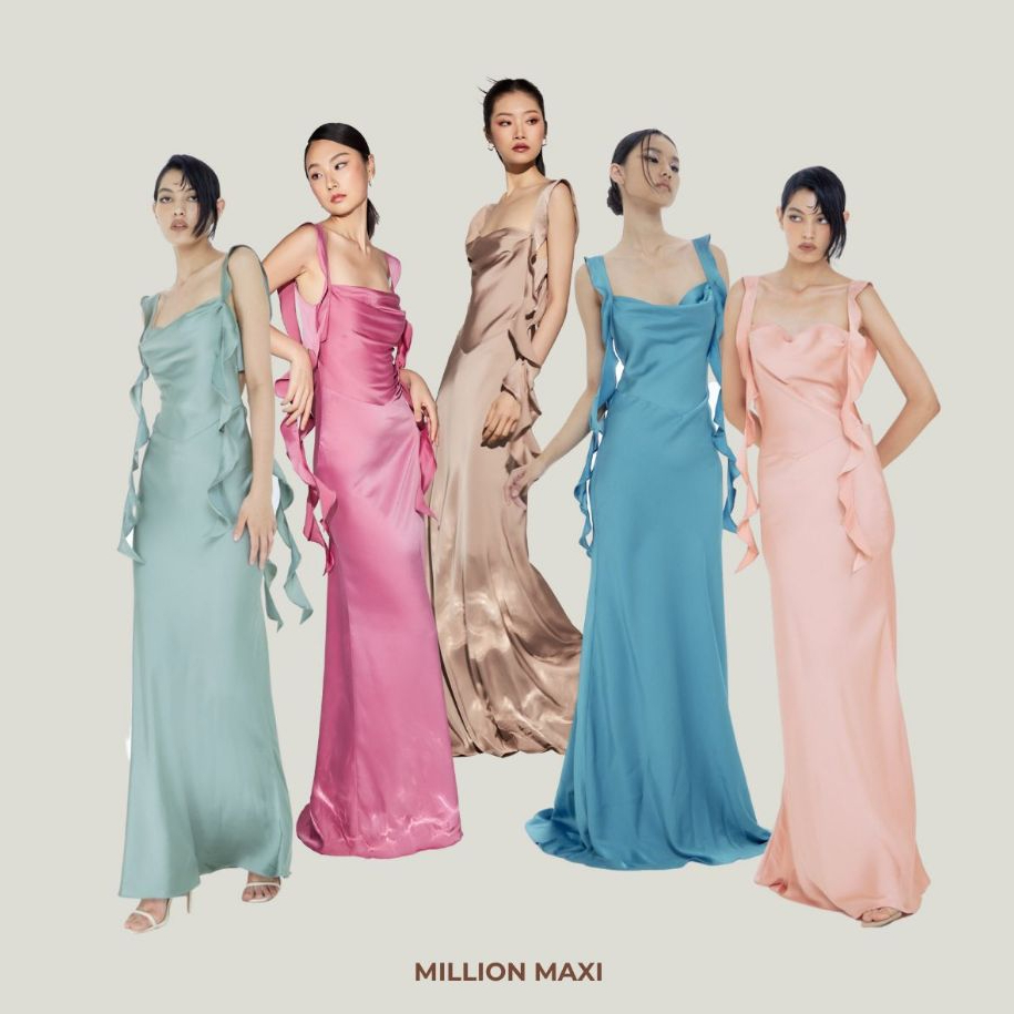 MISS MODERN - Million Maxi Dress เดรสยาว รุ่นขายดีที่สุด ดีเทลระบาย เดรสออกงาน ชุดไปงานแต่ง ชุดเพื่อนเจ้าสาว