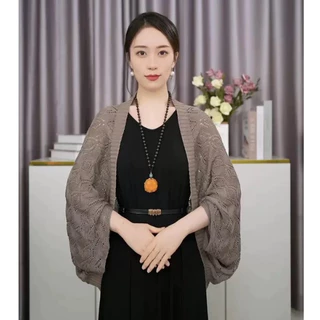 เสื้อคลุมไหมพรมถักโปร่งสไตล์เกาหลีสำหรับฤดูร้อน ผ้าคลุมไหล่แฟชั่นสำหรับผู้หญิง