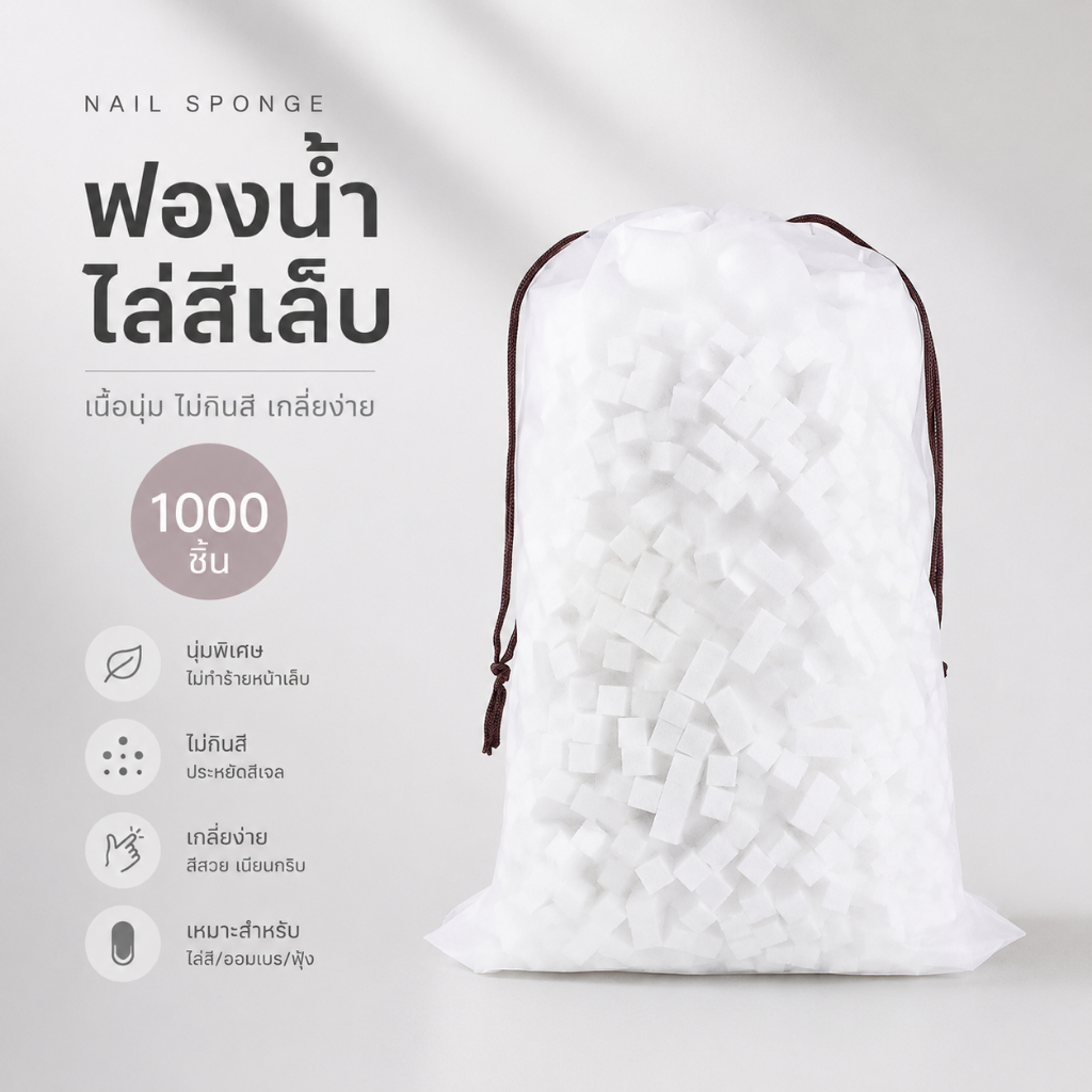 ฟองน้ำสำหรับไล่สีเล็บ ombre 1,000 ชิ้น