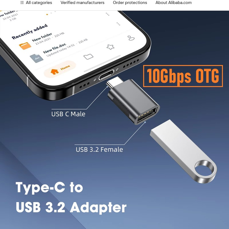 [10Gbps usb3.0 OTG] อะแดปเตอร์แปลง USB-A 3.2 to Type-C OTG Adapter