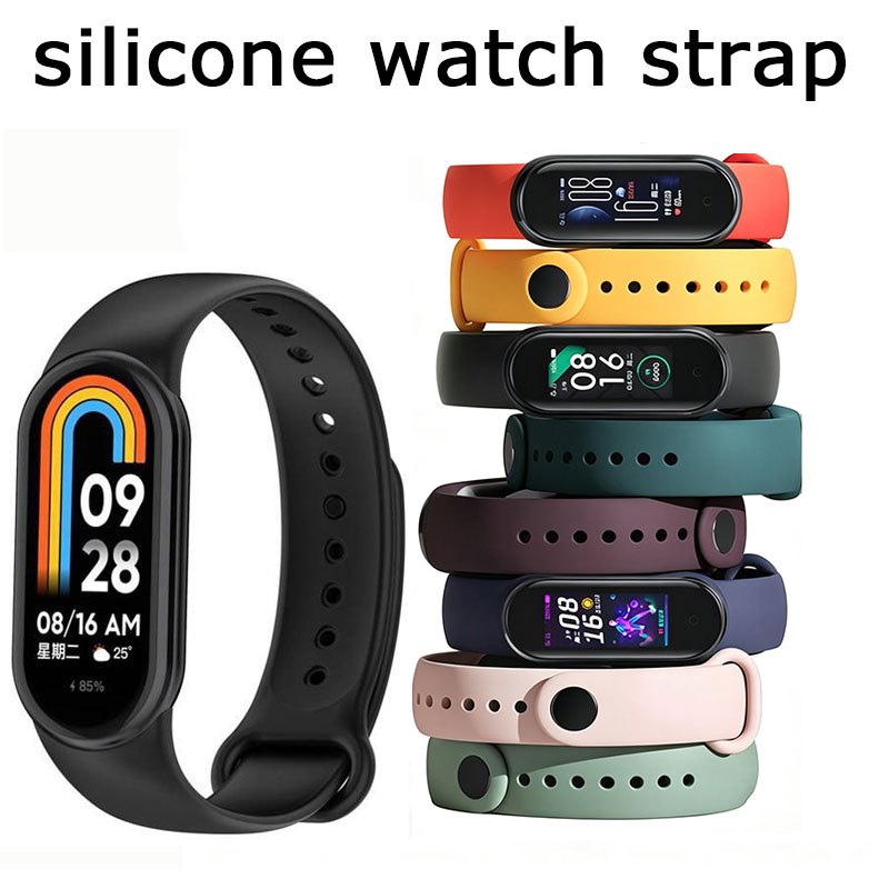 สายรัดข้อมือ Xiaomi Mi Band 10 สีพื้นซิลิโคน; สายรัดข้อมือ Xiaomi Mi Band 9; สายรัดข้อมือ Xiaomi Mi Band 8 แบบสปอร์ต NFC