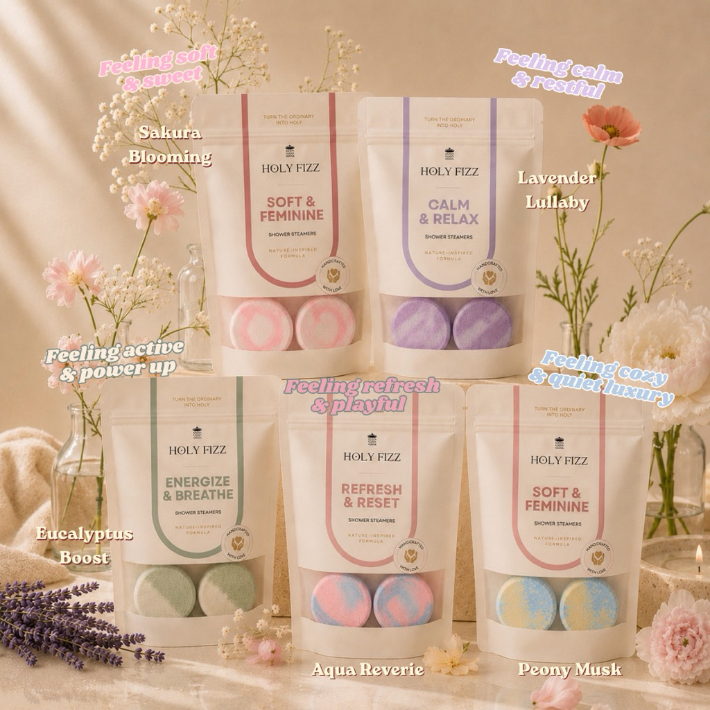 Holy Fizz Shower Steamer | ไอเทมหอมใช้ตอนอาบน้ำฝักบัว เปลี่ยนมู้ดในการอาบน้ำให้พิเศษขึ้น ใช้ง่าย ไม่ต้องมีอ่างอาบน้ำ