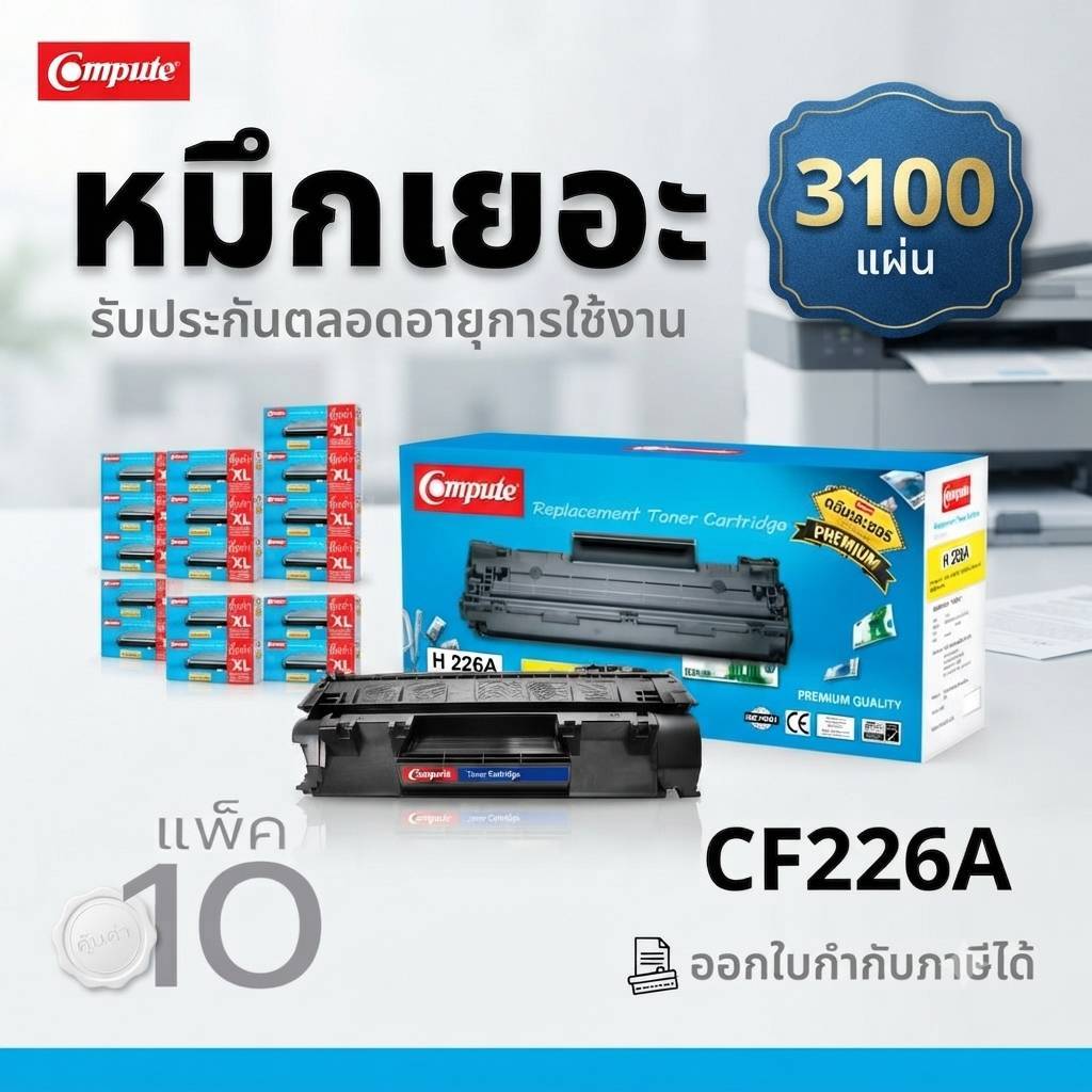 (แพ็ค 10 ) COMPUTE หมึกเทียบเท่า CF226X/CF226/HP CF226X/226X/26X/HP226X FOR HP LaserJet Pro M402, MF
