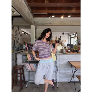 Soleil Off Shoulder เสื้อนิตทอลายทางทรงเปิดไหล่