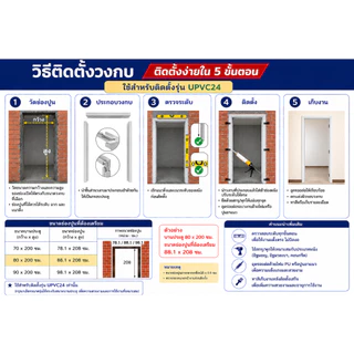 Building Pro วงกบประตู วงกบ UPVC รุ่น UPVC24 เลือกได้ หลายสี หลายขนาด กันน้ำ ไม้สังเคราะห์ 70x200 80x200 90x200 CM.