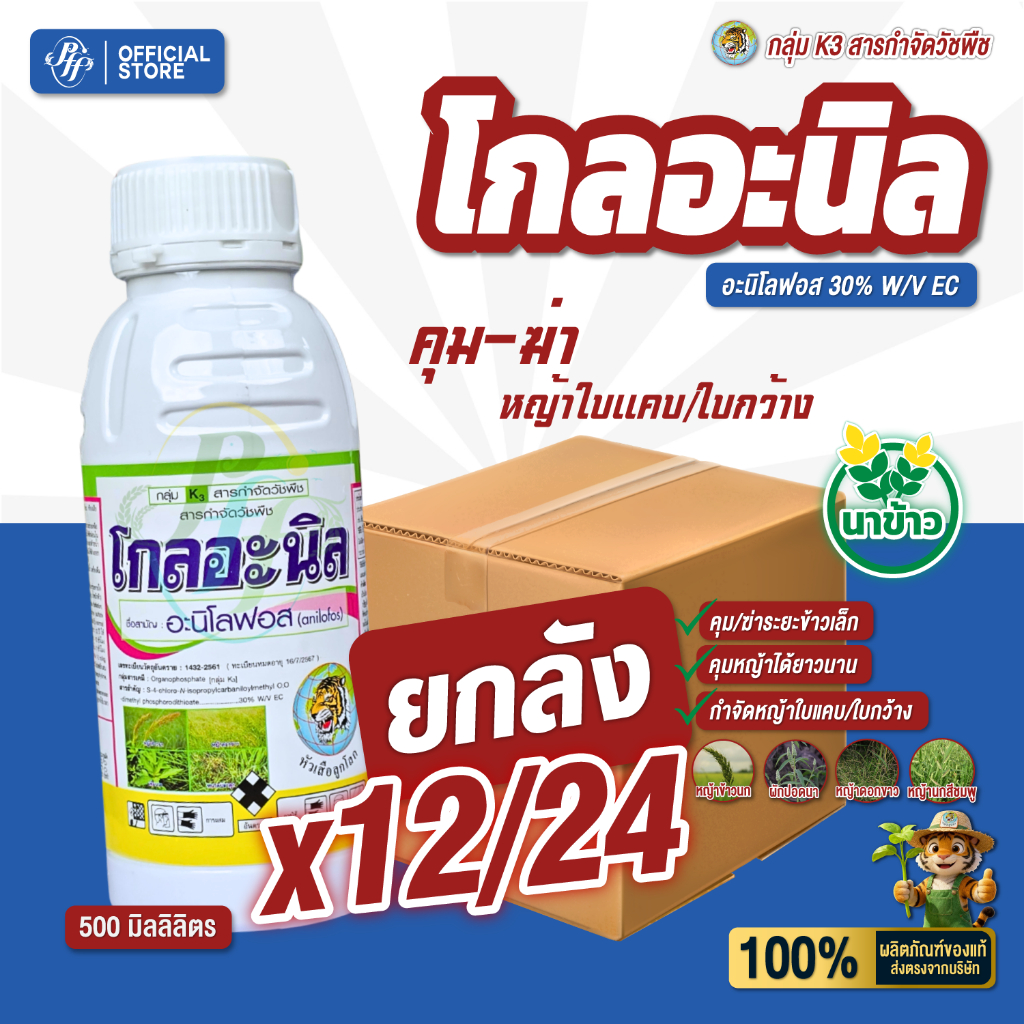 โกลอะนิล อะนิโลฟอส {ยกลัง 12/24} 500 ซีซี เก็บหญ้า หญ้าข้าวนก หญ้ากระดูกไก่ หญ้าดอกขาว