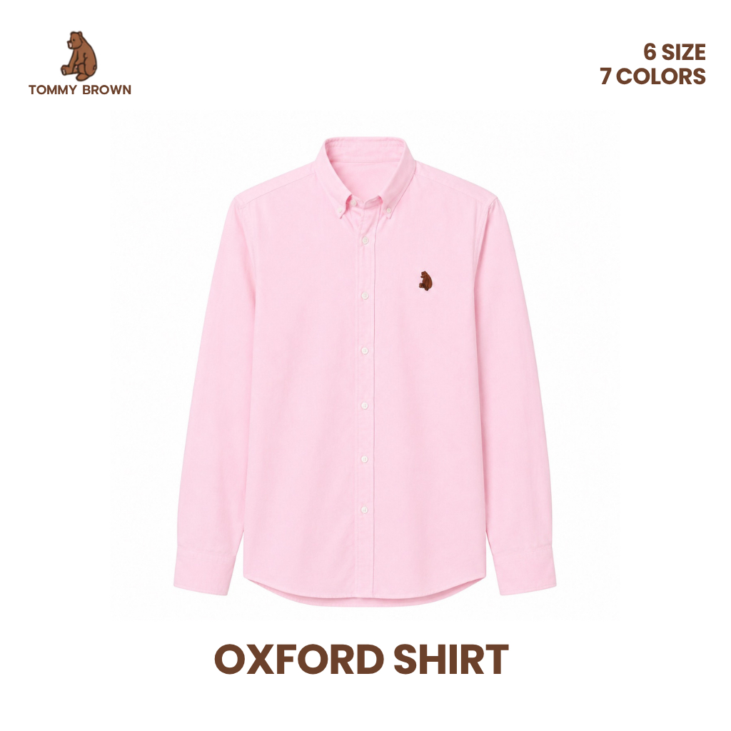 TOMMY BROWN เสื้อเชิ้ตแขนยาว Oxford Shirt ทรง Regular ผ้า Oxford สีชมพู