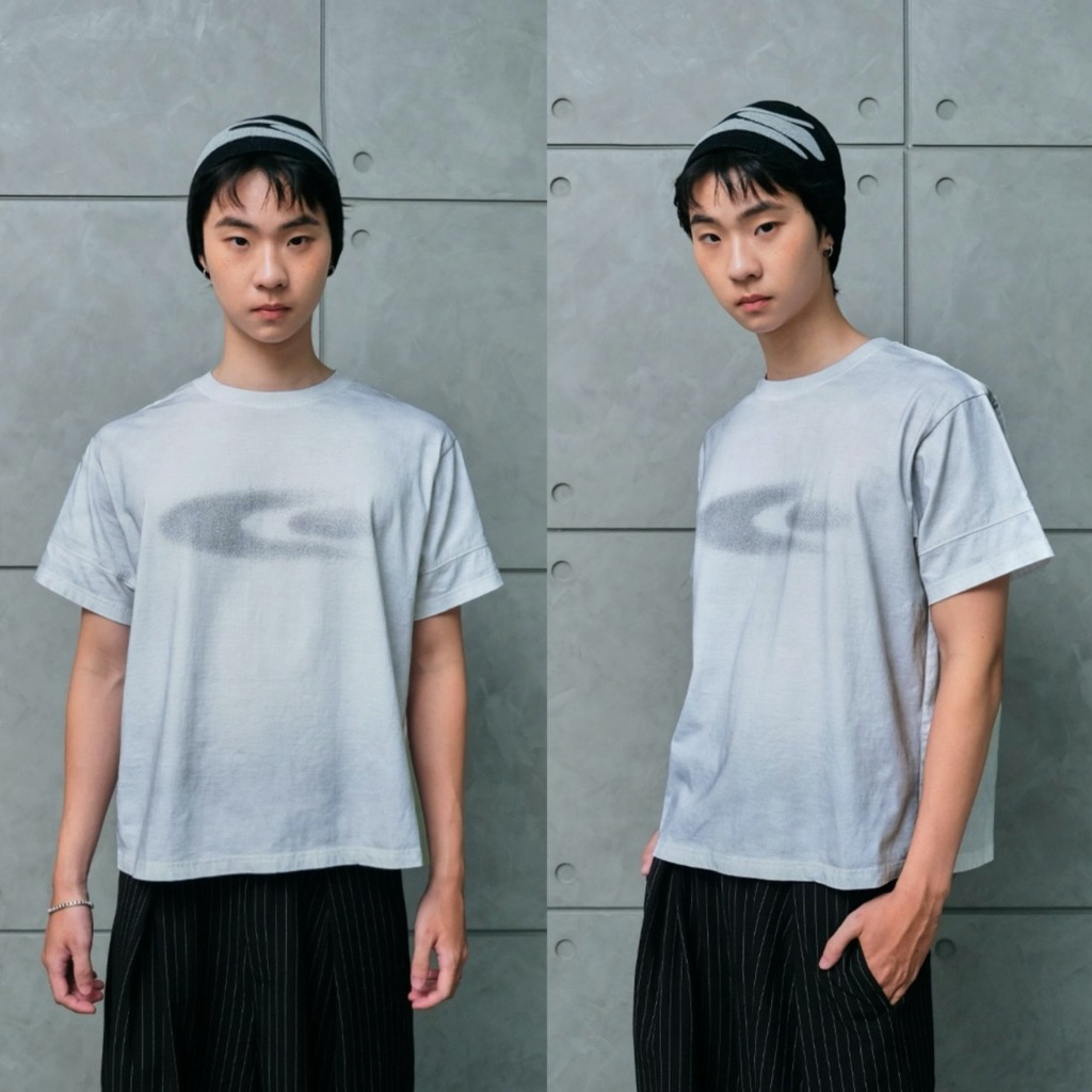 Garcon.dept | 	Fade White logo boxy tee I เสื้อยืดเฟดแขนสั้น UNISEX