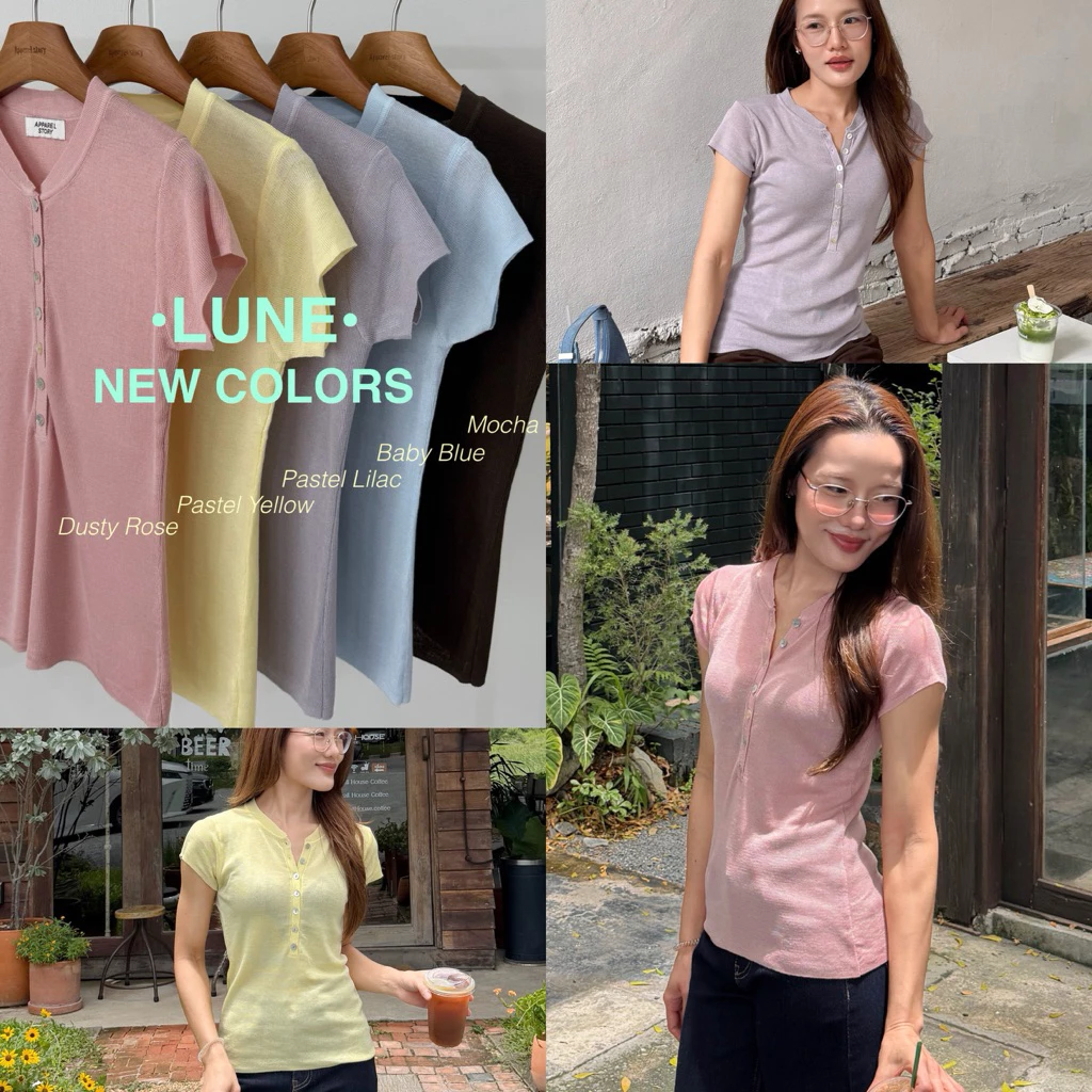 Apparel story - Lune Knit Top (ลูน) เสื้อไหมพรมทอบางดีเทลคอกระดุม