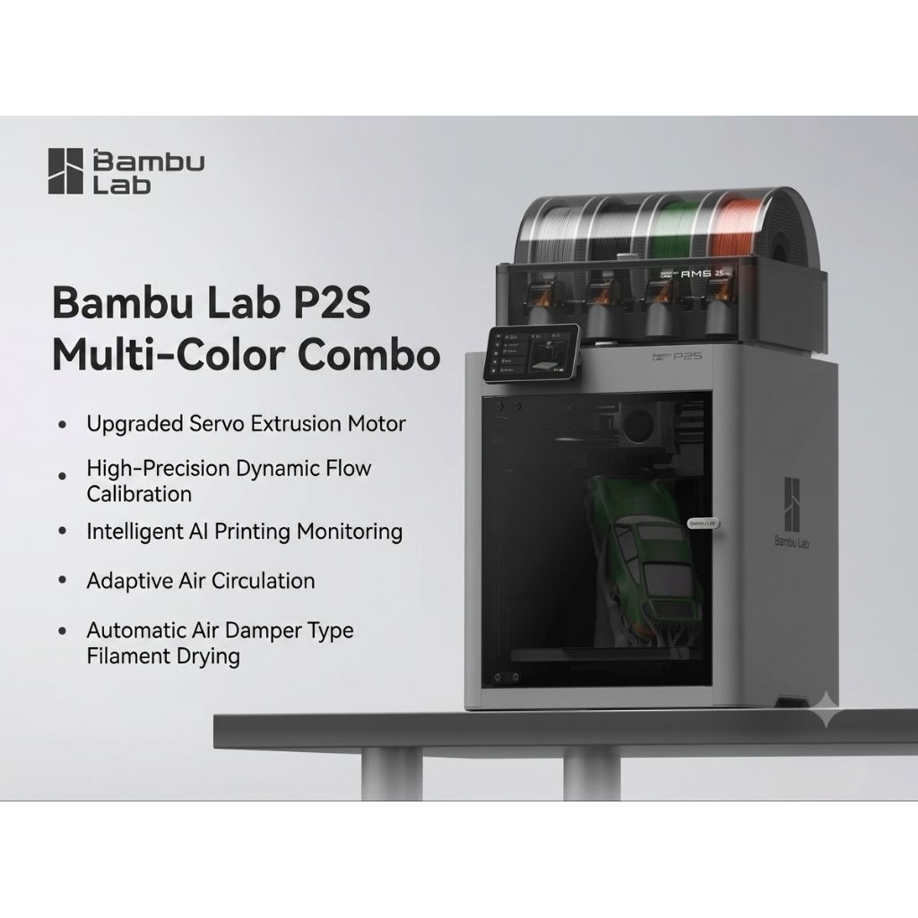 Bambu lab P2S เครื่องพิมพ์ 3 มิติ พร้อม AMS 2 Pro หลายสีในเครื่องเดียว Cn version