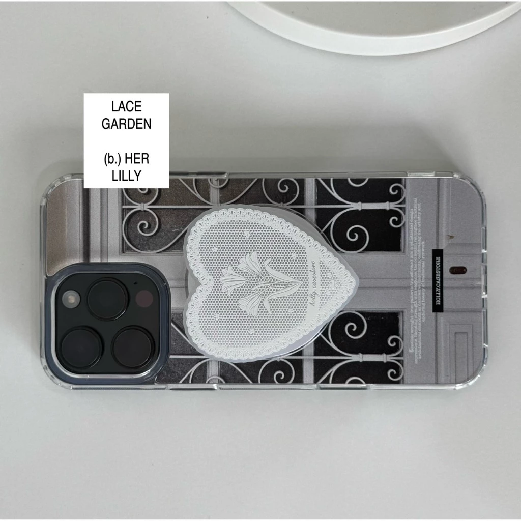HOLLY.CASESTORE: LACE GARDEN [acrylic] MAGNETIC GRIPTOK กริปต้อกแม่เหล็ก แผ่นอะคริลิคใส/ขุ่น 2 ทรง