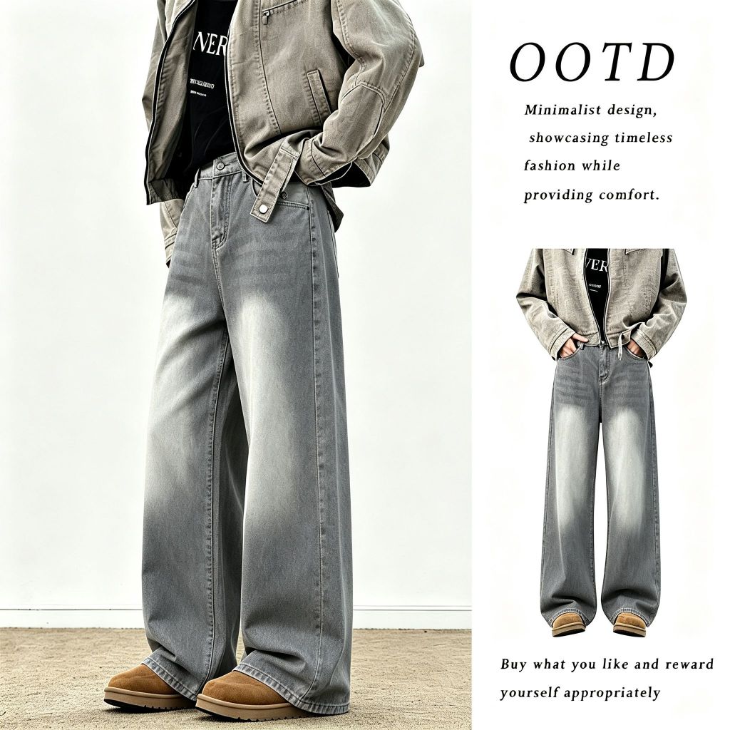JEANS  กางเกงยีนส์ ทรงหลวม กระบอกกลาง สไตล์ Basic Jeans มี 9 สี (S-3XL) #MO8003