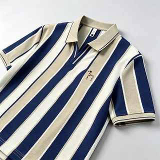 พร้อมส่ง เสื้อโปโลลายทางคลาสสิกสำหรับผู้ชาย
