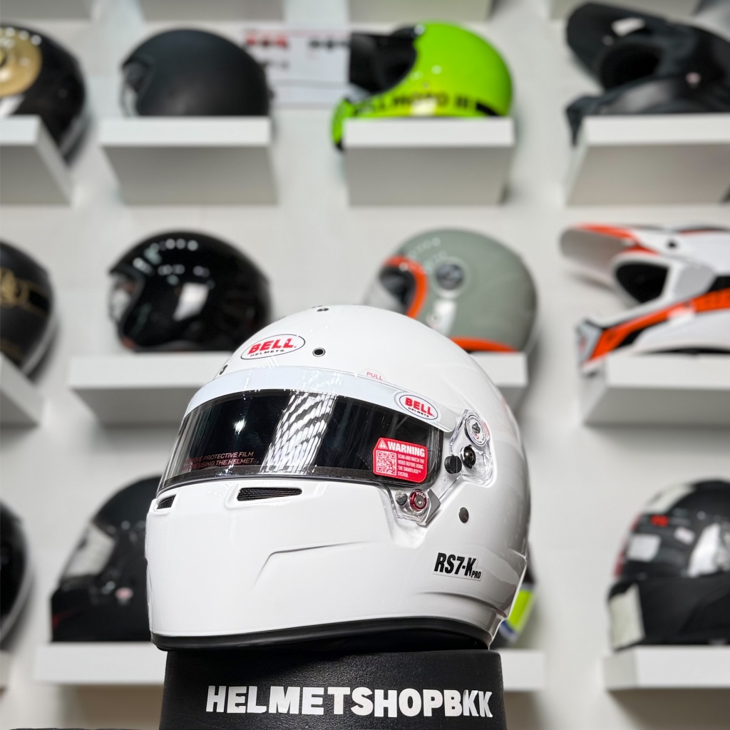 หมวกรถยนต์โกคาร์ท BELL RS7-K PRO WHITE HOMOLOGATION FIA 8878-2024 SNELL K2025