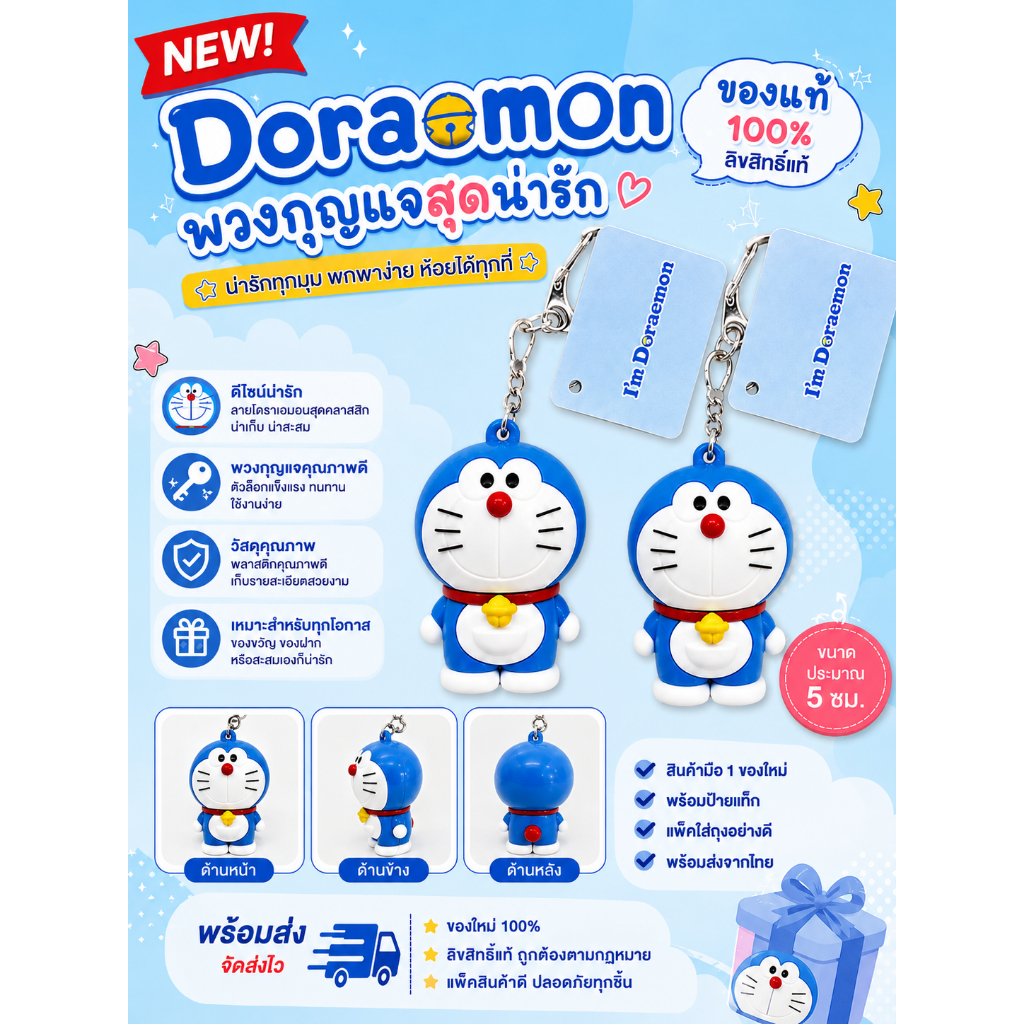 Doraemon พวงกุญแจ I'm Doraemon ลิขสิทธิ์แท้ ของใหม่ พร้อมแท็ก พวงกุญแจโดราเอม่อน ของสะสม พร้อมส่ง
