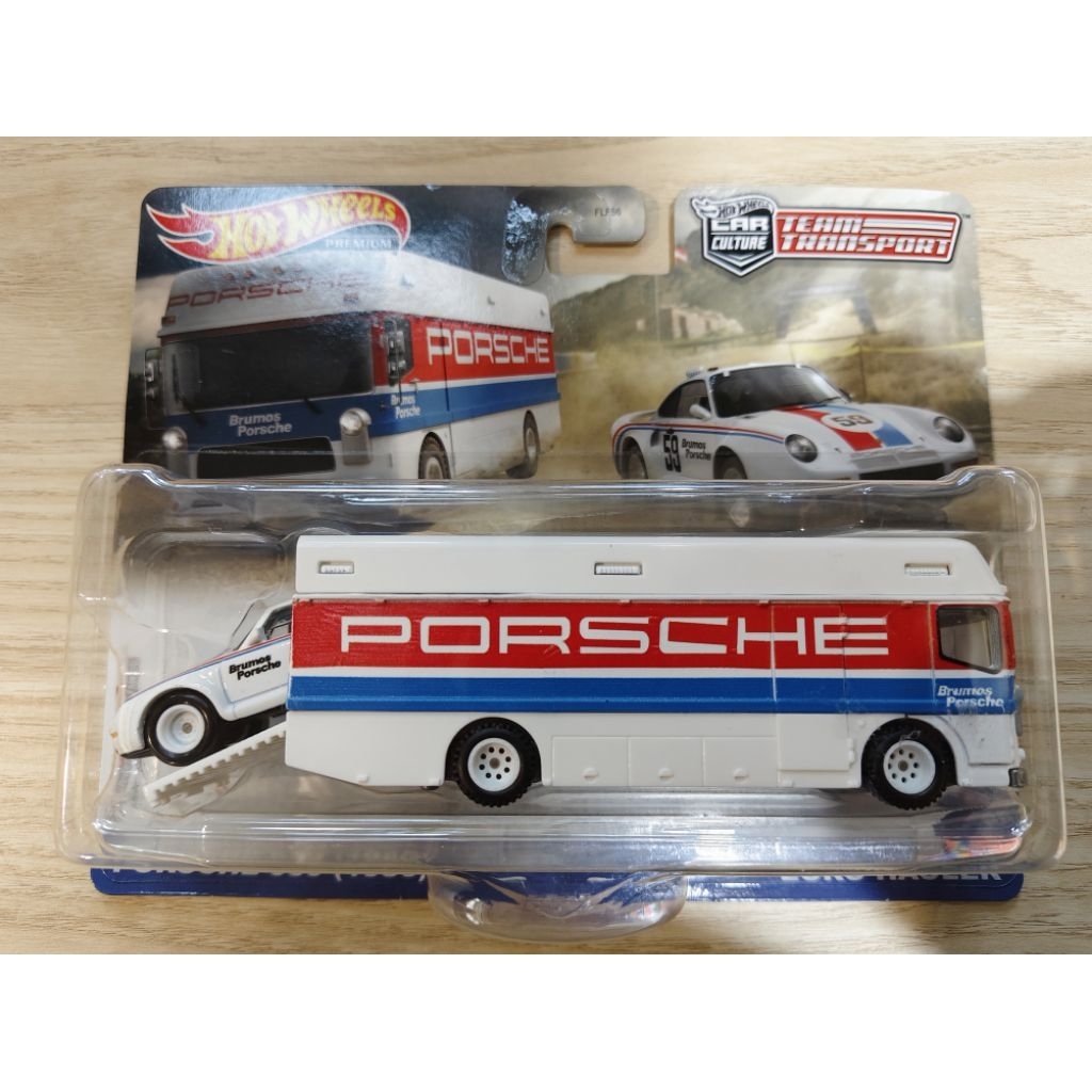 hot wheels ฮอตวีล  PREMIUM CAR CULTURE Porsche 959 (1986) Euro Hauler White #61  สเกล 1:64