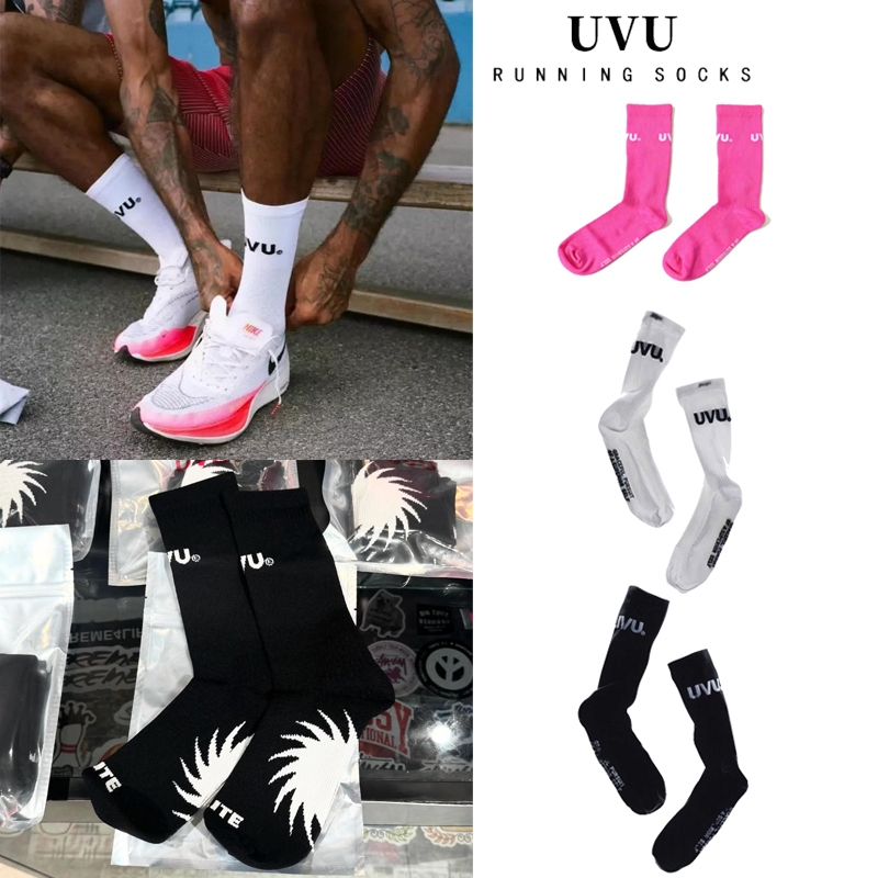 พร้อมส่ง!!  UVU Socks (Black/White) ถุงเท้าสูง unisex ไซส์ S,L