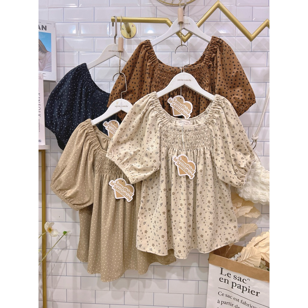💕เสื้อคอเหลี่ยมแขนตุ๊กตา ผ้านิ่มใส่สบาย ลายน่ารัก งานแฟชั่นเกาหลีหน้าร้อน •STN80•