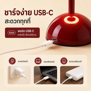 โคมไฟตั้งโต๊ะ LED รูปดอกตูม ไฟหัวเตียง 3สี ปรับได้ สไตล์วิเทจ ไฟห้องนอน