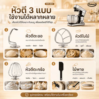 Gmax เครื่องผสมอาหาร Stand Mixer 8.5-12L 1500W-2000W ตัวช่วยสำหรับทุกเมนู ประหยัดแรง ประหยัดเวลา รุ่น FM-266,FM-667