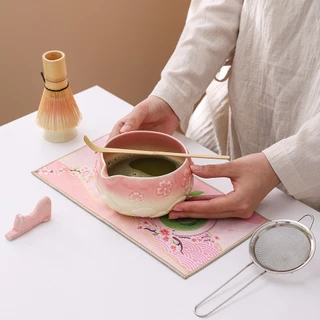 New ชุดชงมัจฉะสีชมพู (5/7 ชิ้น) ชุดชงมัทฉะ พร้อมที่ตี chasen ญี่ปุ่น matcha bowl ช้อน (chashaku) เซ็ทชงมัทฉ