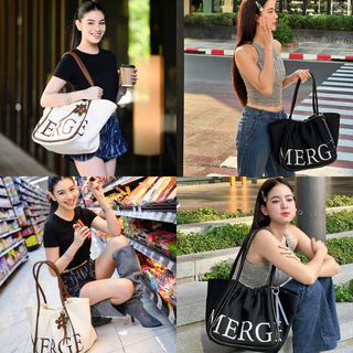 สินค้าลดราคาพิเศษ-สินค้าแท้ที่มีตำหนิ🔥💟Merge A Day Bag Tote Bag Medium Merge Official กระเป๋า Tote กระเป๋าโท้ท # M Black