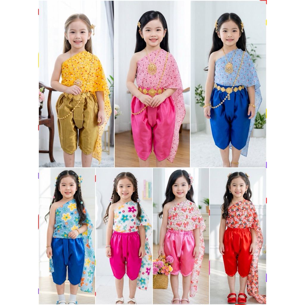 ชุดไทยเด็ก ชุดโจงกระเบน ชุดเด็ก2-8ขวบ(094) มีหลายแบบ