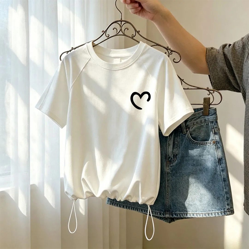เสื้อครอปสาวอวบน่ารักๆ oversize เสื้อผ้าไซส์ใหญ่ ไตล์เกาหลีแฟชั่น เสื้อยืดลายการ์ตูนสวยผู้หญิงแบบหลวมกําลังฮิตใหม่ล่าสุด